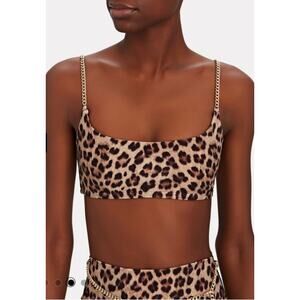 WeWoreWhat Chain Cami Bra Top, Brushed Nylon, Leopard print, Size XS, NWT